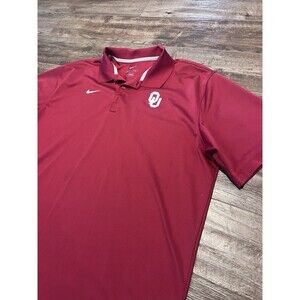 Nike Oklahoma Sooners Polo Shirt Mens 2XL Red Dri-Fit Performance Golf OU Logo